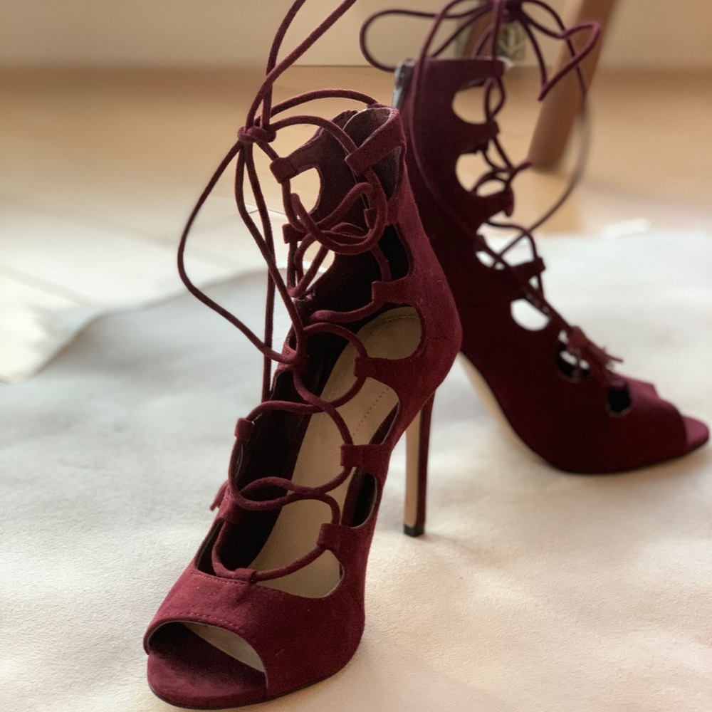 Lace up peep toe sandal